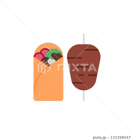 Kebab vector icon. Food icon flat style. perfect use for logo, presentation, website, and more. modern icon design color style Kebab vector icon. Food icon flat style. perfect use for logo, presentation, website, and more. modern icon design color style 133399547