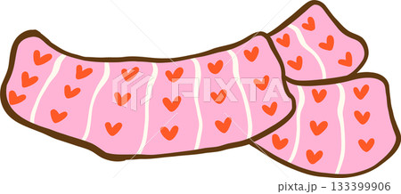 Pink Scarf with Red Hearts Illustration Pink Scarf with Red Hearts Illustration 133399906