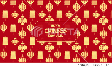 Chinese New Year 2026 Lantern Pattern Poster in Red and Gold Vector Background Chinese New Year 2026 Lantern Pattern Poster in Red and Gold Vector Background 133399912