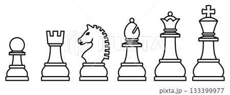 様々な形のチェスの駒のアイコンのベクターイラストのセット 133399977