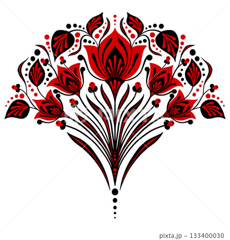 Red and Black Art Nouveau Isolated Vector Floral Shape for Traditional Damask Pattern Design Red and Black Art Nouveau Isolated Vector Floral Shape for Traditional Damask Pattern Design 133400030