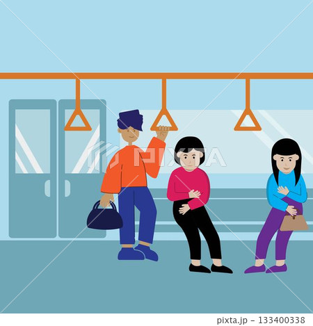 Daily commute to work a journey on a passenger train transportation design 133400338