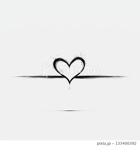 Creative heart illustration with brushstroke effect on plain background 133400392