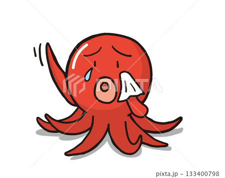 別れを惜しむタコのキャラクター 133400798