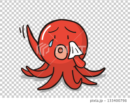 別れを惜しむタコのキャラクター 133400798