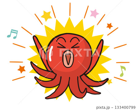 喜びを爆発させるタコのキャラクター 喜びを爆発させるタコのキャラクター 133400799