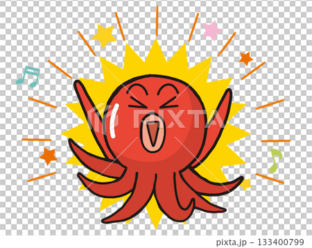 喜びを爆発させるタコのキャラクター 喜びを爆発させるタコのキャラクター 133400799
