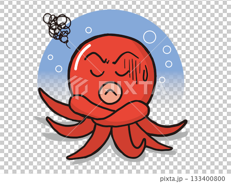 一個憂心忡忡、雙臂交叉的章魚角色 133400800