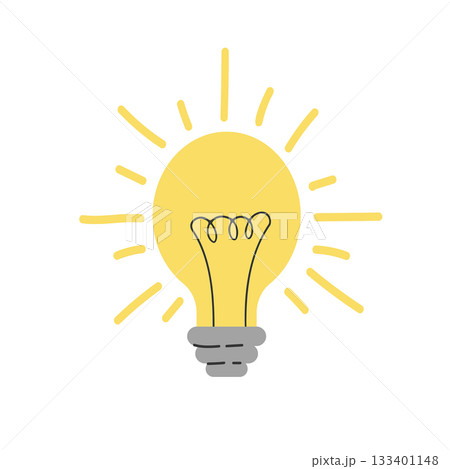Image of a light bulb. The light bulb symbolizes an idea, a concept, or a design. Flat graphics. 133401148