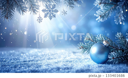 《AI画像》キラキラと輝く青白い背景素材 133401686