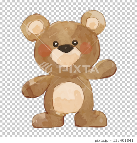 Fluffy Bear Days | Watercolor teddy bear raising its hand to say hello Fluffy Bear Days | Watercolor teddy bear raising its hand to say hello 133401841