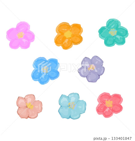 ふんわりフラワー日和|カラフルポップな水彩お花セット ふんわりフラワー日和|カラフルポップな水彩お花セット 133401847