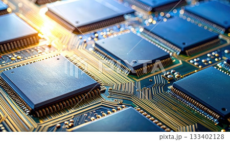 《AI画像》半導体イメージ　電子回路のクローズアップ 133402128