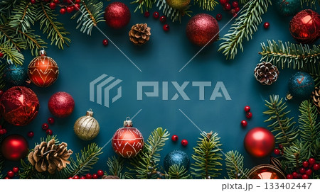 ブルートーンでまとめたクリスマスデコレーション ブルートーンでまとめたクリスマスデコレーション 133402447