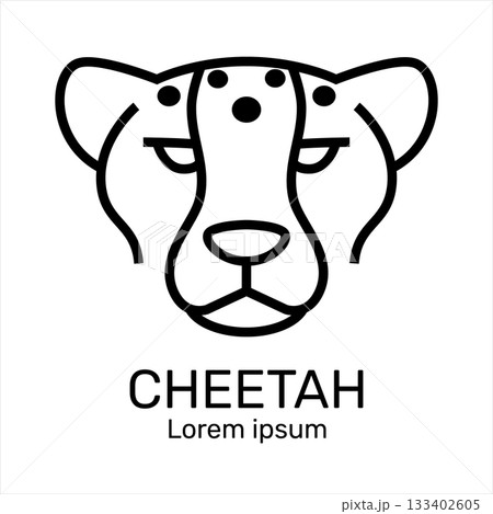 Minimalist simple and modern cheetah face represents speed, Power and elegance. Suitable for branding, sports, Technology. Logo vector designs illustration. 133402605