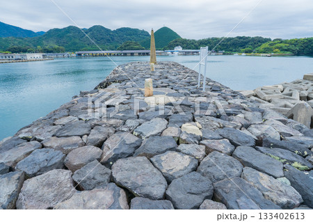 山口県萩市　恵美須ヶ鼻造船所跡の石造堤防 133402613