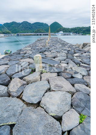 山口県萩市　恵美須ヶ鼻造船所跡の石造堤防 133402614