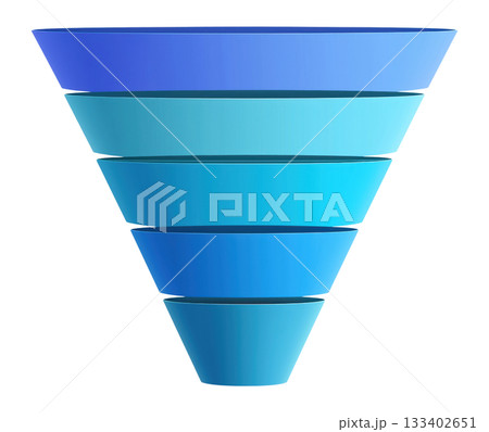 Blue Layered Pyramid Funnel Shape Blue Layered Pyramid Funnel Shape 133402651