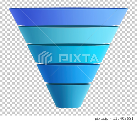 Blue Layered Pyramid Funnel Shape Blue Layered Pyramid Funnel Shape 133402651