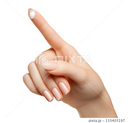 Finger With White Cream Dot 133403197