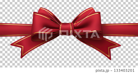 Red Satin Ribbon Bow Decoration 133403201