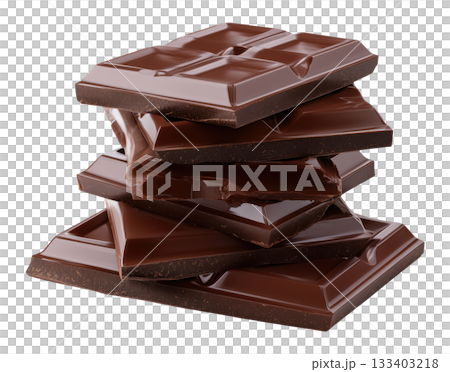 Dark Chocolate Pieces Stack Dark Chocolate Pieces Stack 133403218