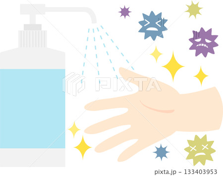 アルコール消毒と手とバイキン 133403953