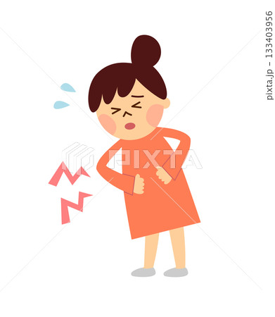 お腹が痛い女性 133403956