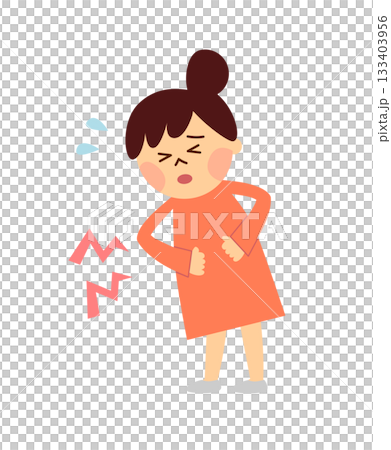 お腹が痛い女性 133403956