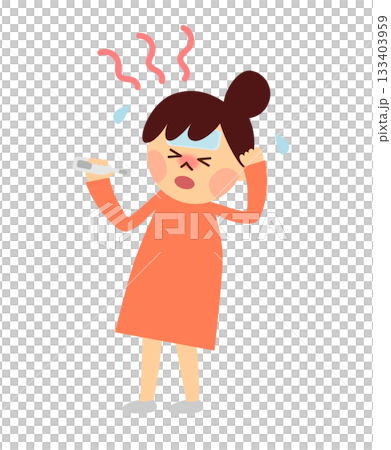 Woman with fever 133403959