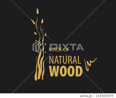 An unusual vector hand-drawn logo for the production of wood products 133403974