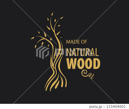 An unusual vector hand-drawn logo for the production of wood products 133404001