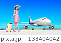 旅行に出かける女性。 133404042