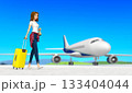 旅行に出かける女性。 133404044
