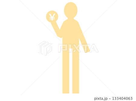 経済活動と投資・円マークのコインを持つ人のシルエット 133404063