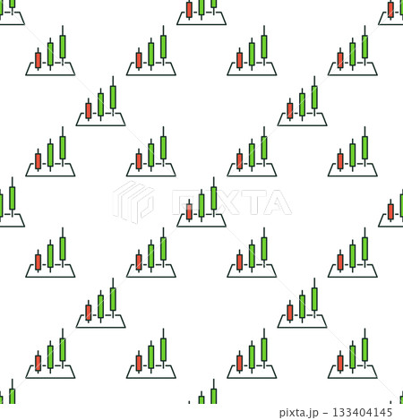 Financial Graph with Three Candlesticks vector Tradign colored seamless pattern 133404145