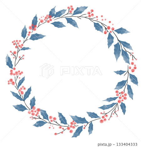 クリスマスのおしゃれなリース　手描き 133404333