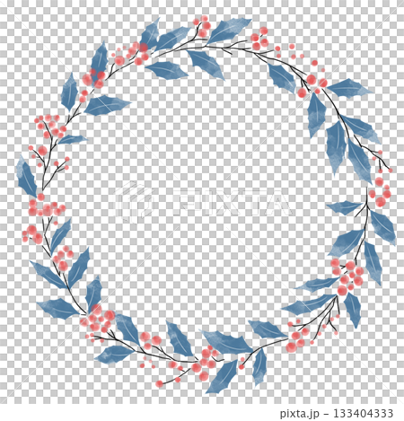 クリスマスのおしゃれなリース　手描き 133404333