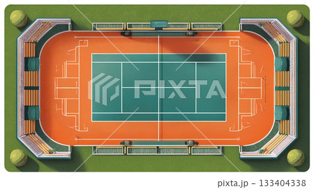 テニスコートのイラスト素材 133404338