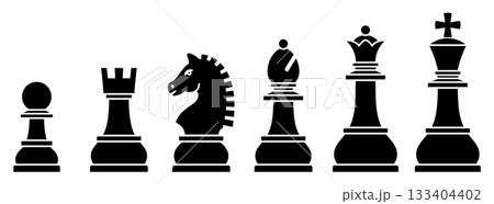 様々な形のチェスの駒のアイコンのベクターイラストのセット 133404402
