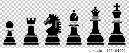 様々な形のチェスの駒のアイコンのベクターイラストのセット 133404402
