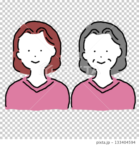 一幅年輕女子和一位老婦人的簡單插圖 一幅年輕女子和一位老婦人的簡單插圖 133404594