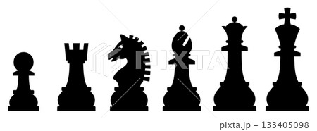 様々な形のチェスの駒のアイコンのベクターイラストのセット 133405098