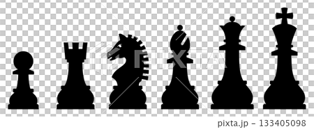 様々な形のチェスの駒のアイコンのベクターイラストのセット 133405098
