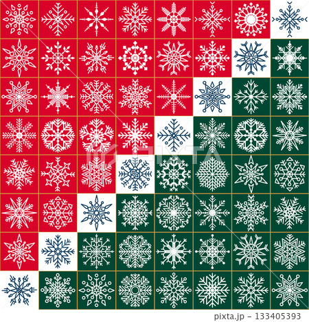 Colorful Christmas snowflake patchwork square pattern Colorful Christmas snowflake patchwork square pattern 133405393