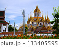 View from the outside of Loha Prasat Metal Palace in Wat Ratchanatdaram, Bangkok Thailand 133405595