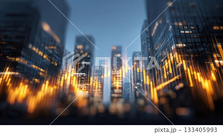 Abstract Cityscape With Luminous Data Visualization 133405993