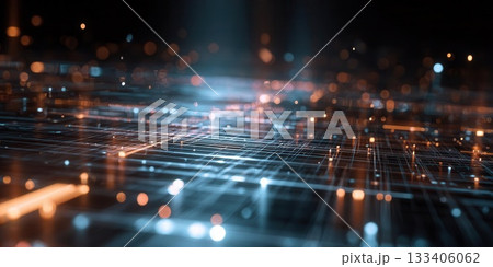 Abstract Network With Glowing Nodes and Linesのイラスト素材 [133406062] - PIXTA