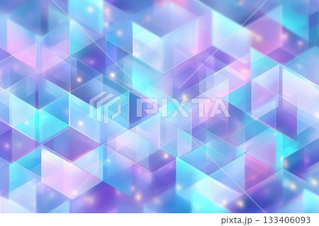Abstract Geometric Cubes in Blue and Purple 133406093