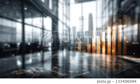 Abstract Cityscape and Financial Data Overlay 133406094